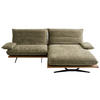 ECKSOFA Wildeiche, Graugrün Chenille, Flachgewebe Rücken echt, Armteilverstellung, Relaxfunktion, Drehsitzfunktion  - Wildeiche/Schwarz, Design, Holz/Textil (284/161cm) - Koinor