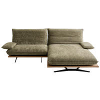 ECKSOFA Wildeiche, Graugrün Chenille, Flachgewebe  - Wildeiche/Schwarz, Design, Holz/Textil (284/161cm) - Koinor