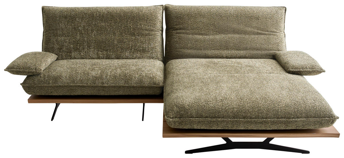 ECKSOFA Wildeiche, Graugrün Chenille, Flachgewebe  - Wildeiche/Schwarz, Design, Holz/Textil (284/161cm) - Koinor