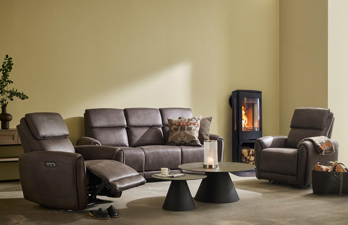RELAXFÅTÖLJ i trä, metall, textil brun  - brun, Klassisk, metall/trä (99/91/102cm) - Best Price