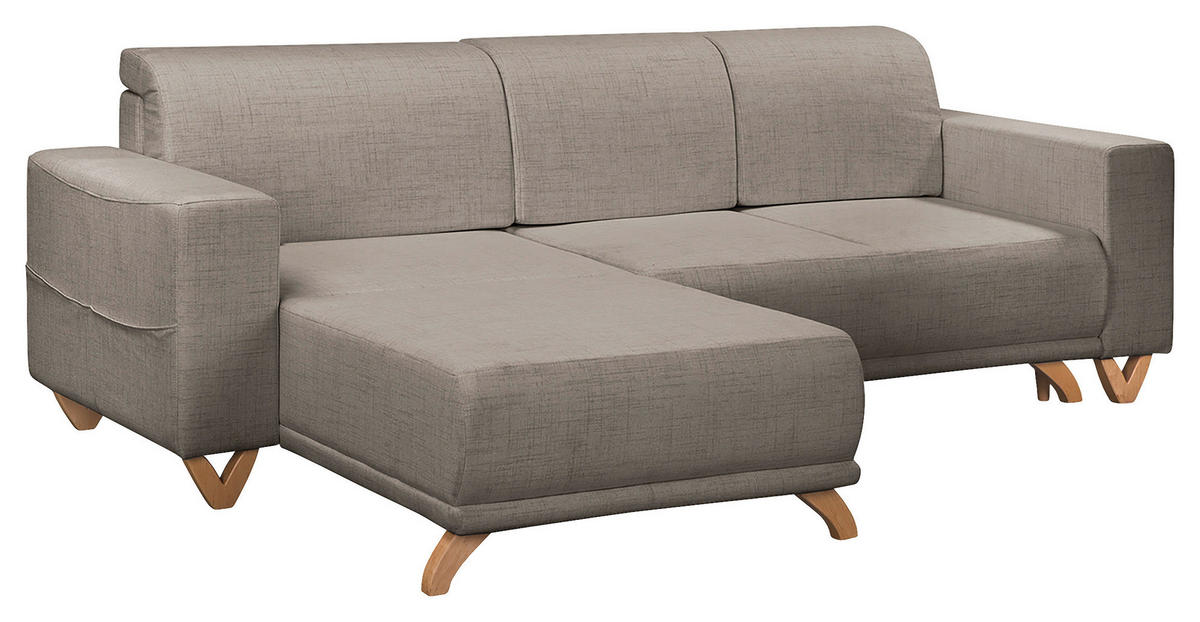 ECKSOFA Bella Graphitfarben Textilgeflecht  - Wengefarben/Graphitfarben, Design, Holz/Textil (257/174cm) - Livetastic