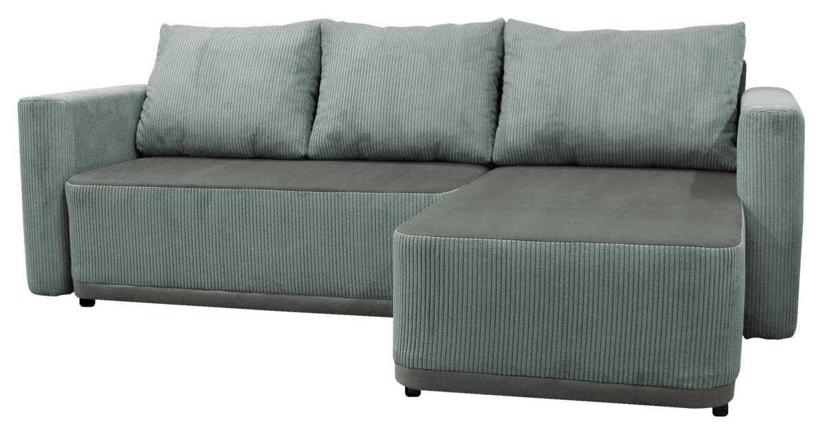 ECKSOFA STELLA Türkis Plüsch Rückenkissen, Bettkasten  - Türkis/Schwarz, Design, Kunststoff/Textil (234/166cm) - MID.YOU