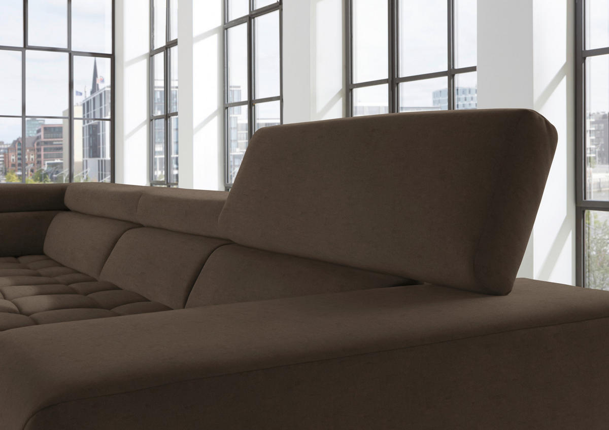 ECKSOFA  in Mikrofaser Braun  326/222 cm  - Chromfarben/Braun, Design, Textil/Metall (326/222cm) - Beldomo Speed