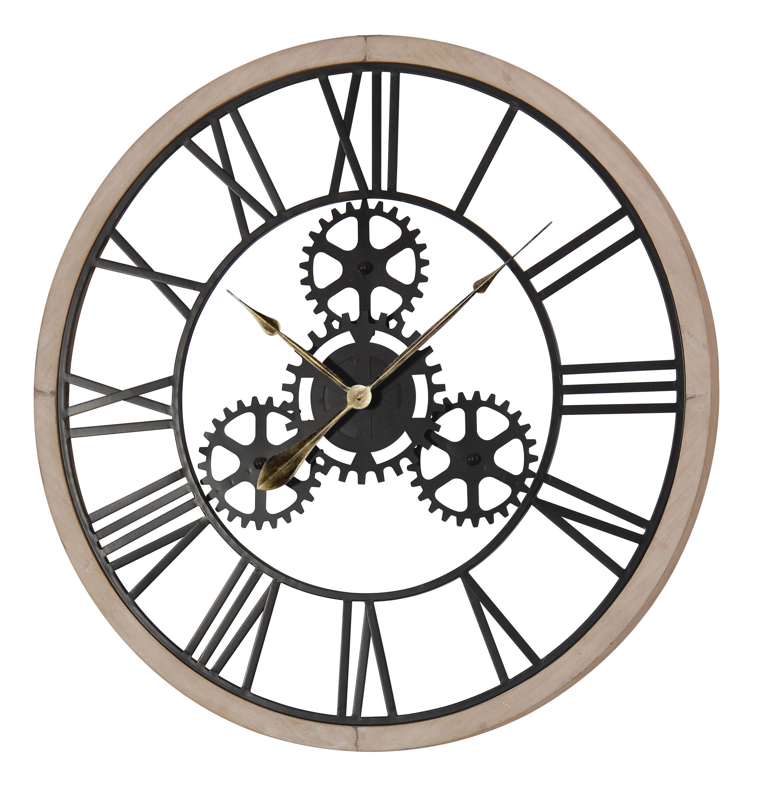 WANDUHR  Schwarz, Nussbaumfarben 80 cm  - Nussbaumfarben/Schwarz, LIFESTYLE, Holz/Metall (80cm) - Ambia Home