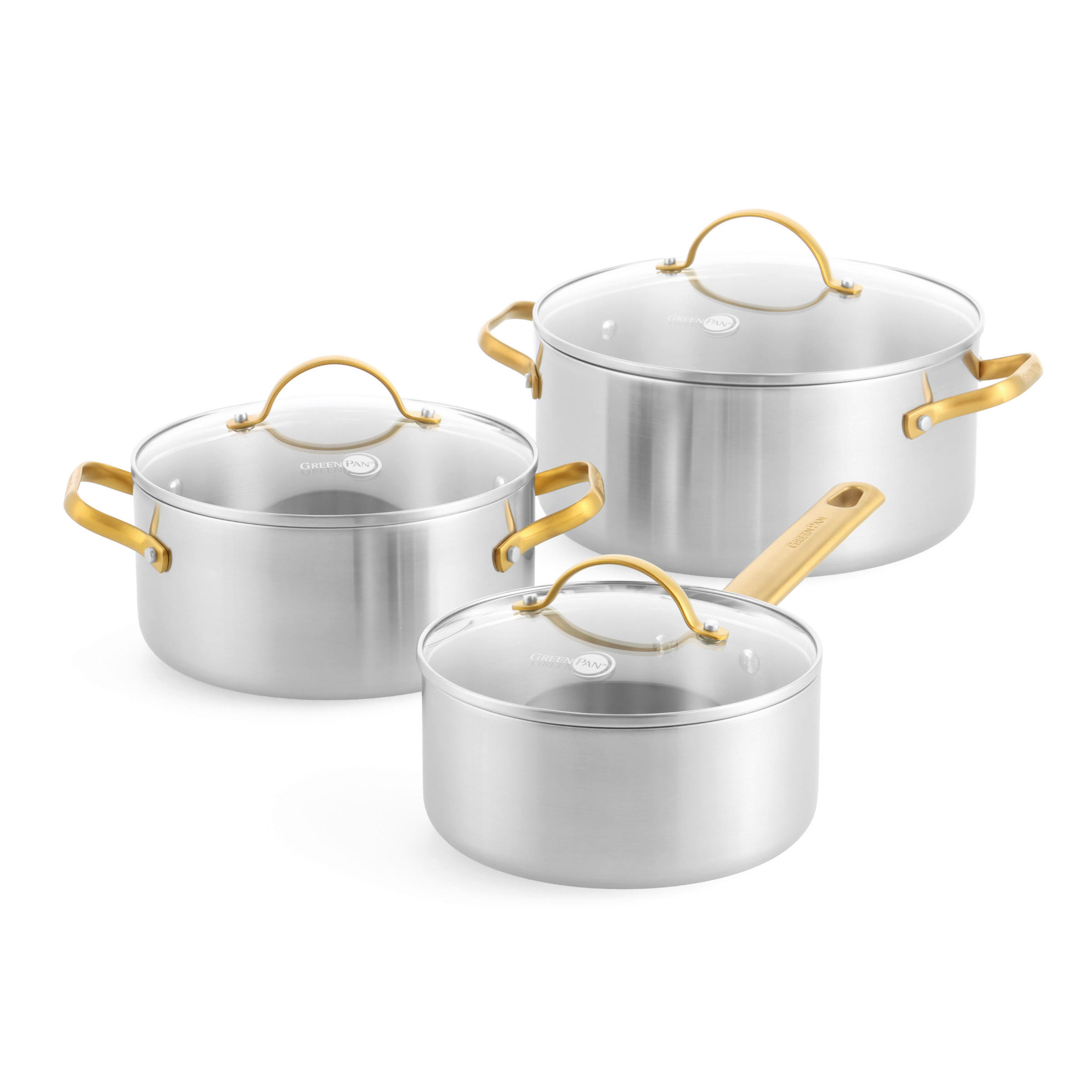 GreenPan Kochtopfset Padova Reserve Edelstahl, Gold