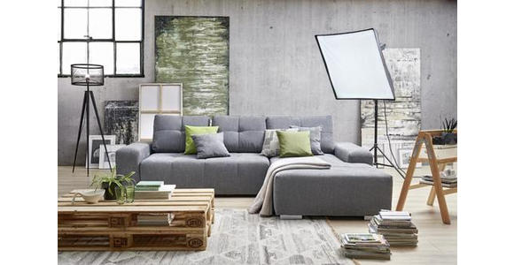 ECKSOFA in Webstoff Türkis  - Türkis/Silberfarben, Design, Kunststoff/Textil (280/194cm) - Carryhome