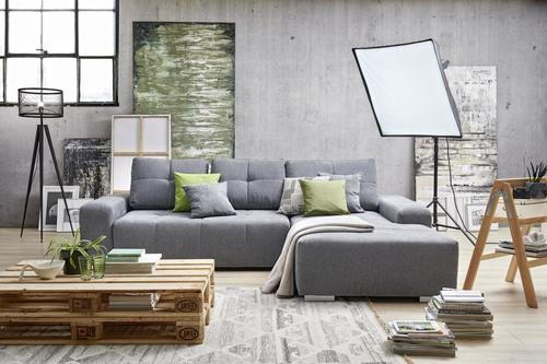 ECKSOFA in Webstoff Türkis  - Türkis/Silberfarben, Design, Kunststoff/Textil (280/194cm) - Carryhome