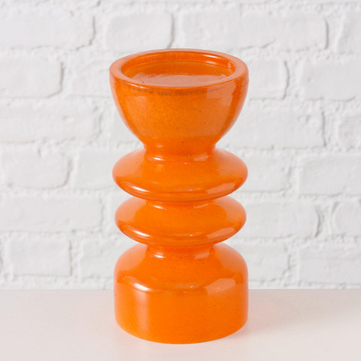KERZENHALTER - Orange, Basics, Glas (10/20cm) - Boltze Home