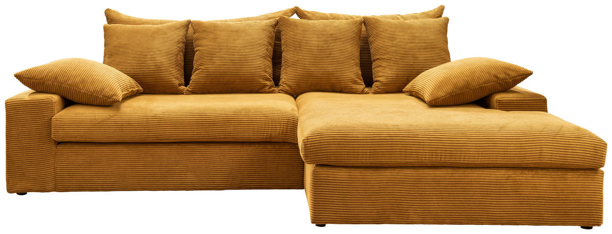 ECKSOFA in Cord Goldfarben  278/200 cm  - Goldfarben/Schwarz, MODERN, Kunststoff/Textil (278/200cm) - Livetastic