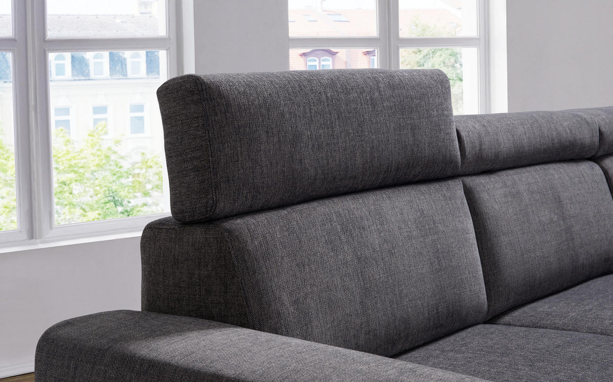 ECKSOFA Braun Webstoff  - Alufarben/Braun, Design, Textil/Metall (205/308cm) - Sedda