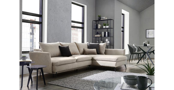 ECKSOFA in Webstoff Beige 282/182 cm - Beige/Schwarz, Design, Textil/Metall (282/182cm) - Carryhome