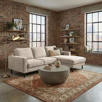 ECKSOFA Cord Hellgrau  - Hellgrau/Schwarz, Design, Textil/Metall (238/166cm) - Livetastic