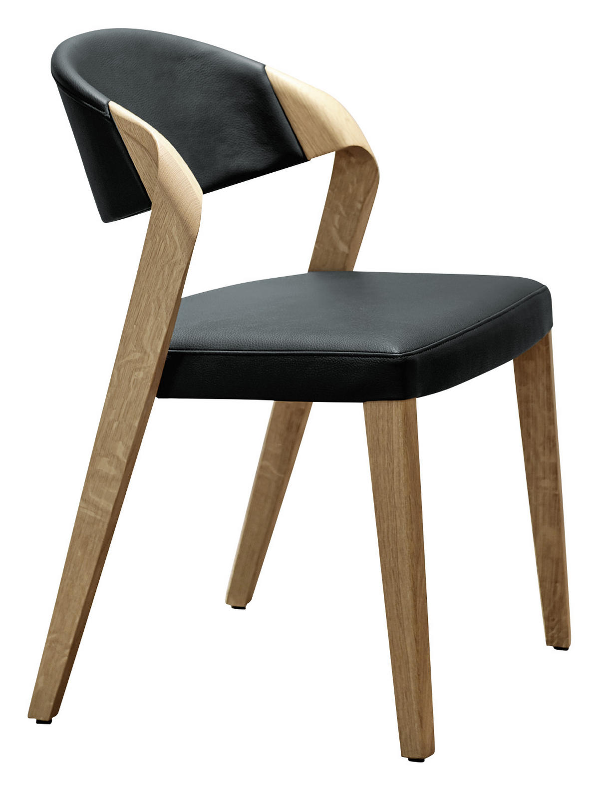 STUHL  in Echtleder pigmentiert  - Eichefarben/Dunkelblau, Natur, Leder/Holz (53/82/57cm) - Voglauer
