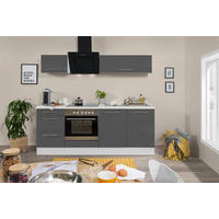KÜCHENBLOCK 210 cm   in Grau, Schwarz, Weiss  - Weiss/Alufarben, Konventionell, Holzwerkstoff (210cm) - Respekta