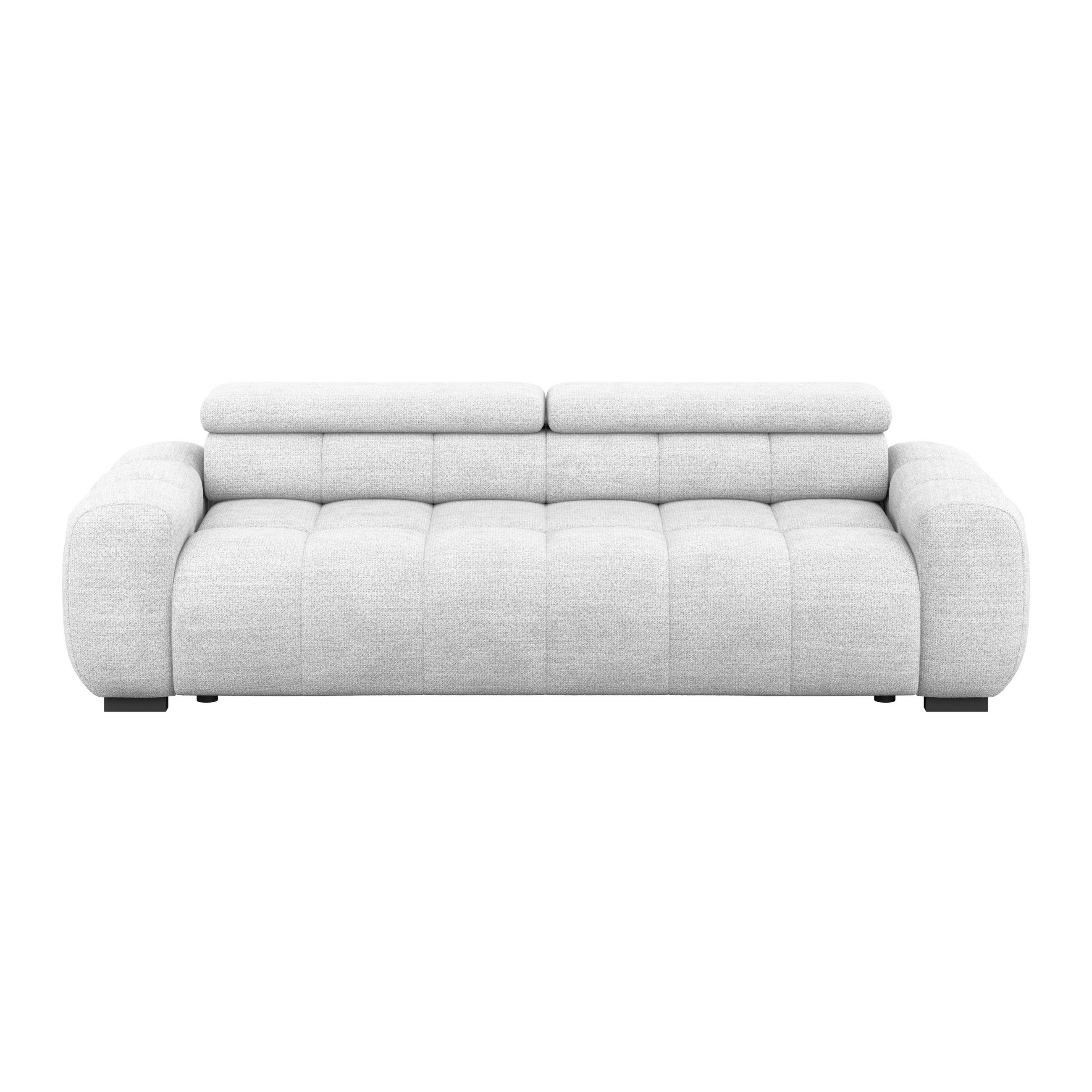 BIGSOFA inkl. mot. Funktion Webstoff Grauweiß  - Grauweiß/Schwarz, Design, Kunststoff/Textil (248/77-97/108cm) - Welnova