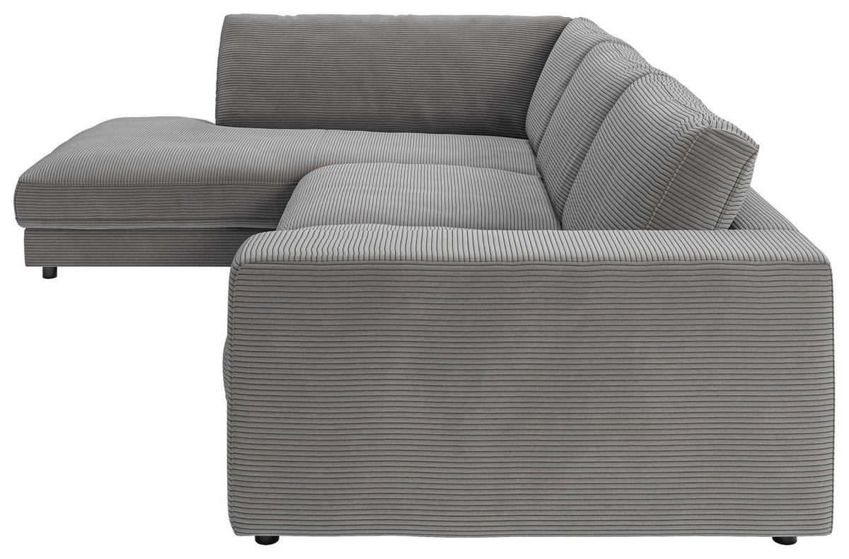 ECKSOFA in Cord Dunkelgrau  224/325 cm  - Dunkelgrau/Schwarz, Design, Kunststoff/Textil (224/325cm) - Pure Home Lifestyle