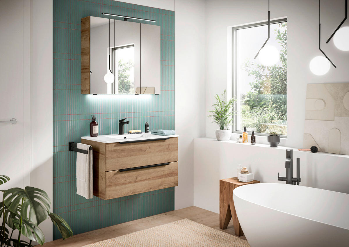 WASCHPLATZBELEUCHTUNG 65/1/1 cm  - Schwarz/Weiß, Kunststoff (65/1/1cm) - Sadena