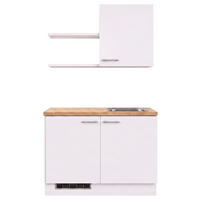 MINIKÜCHE 121,6 cm   in Weiß, Eichefarben  - Edelstahlfarben/Eichefarben, Basics, Holzwerkstoff/Metall (121,6cm) - Impuls