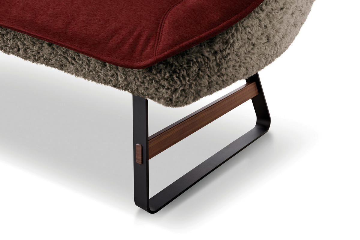 SITZBANK 229/88/80 cm  in Braun, Weinrot  - Weinrot/Schwarz, Design, Leder/Holz (229/88/80cm) - Koinor