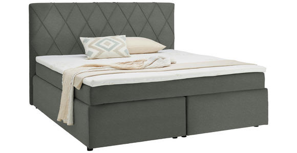 BOXSPRINGBETT 180/200 cm in Grau - Schwarz/Grau, Design, Kunststoff/Textil (180/200cm) - Xora