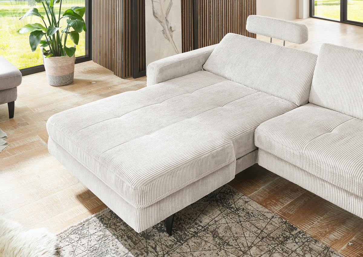 ECKSOFA in Cord Beige  177/302 cm  - Beige/Schwarz, MODERN, Textil/Metall (177/302cm) - Beldomo Style
