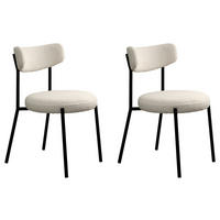 STUHL-SET 2 Stück  in Teddystoff  - Grauweiß/Schwarz, MODERN, Textil/Metall (47/79,5/54,5cm) - Livetastic