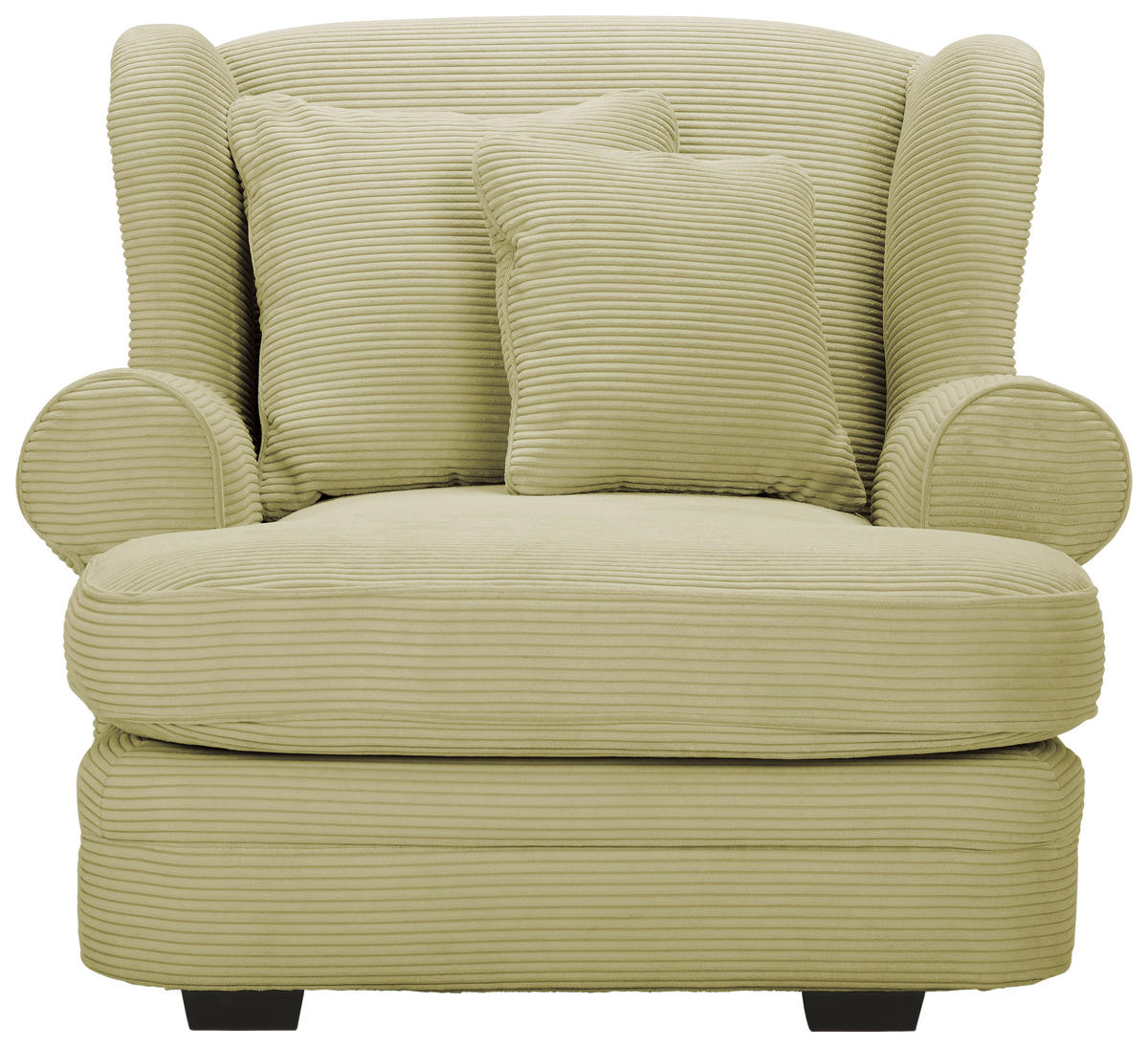 XXL-SESSEL in Cord Hellgrün  - Beige/Dunkelbraun, Design, Holz/Textil (121/100/140cm) - Ambia Home