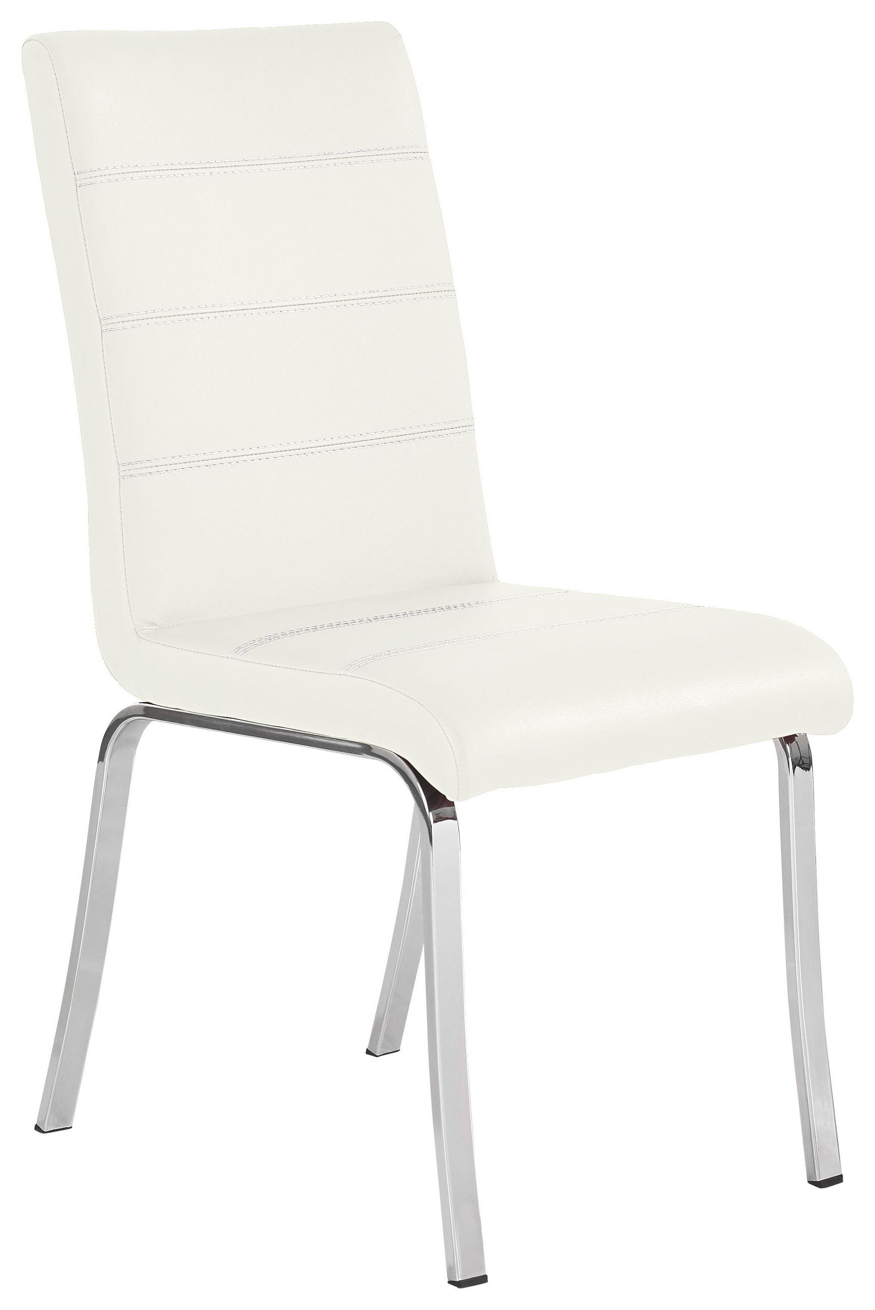 Stuhl in Metall, Textil Weiß, Chromfarben