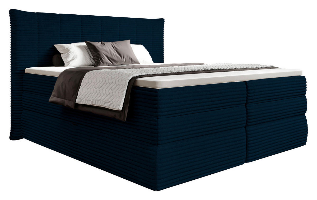 BOXSPRINGBETT 160/200 cm  in Dunkelblau  - Schwarz/Dunkelblau, Design, Kunststoff/Textil (160/200cm) - Esposa