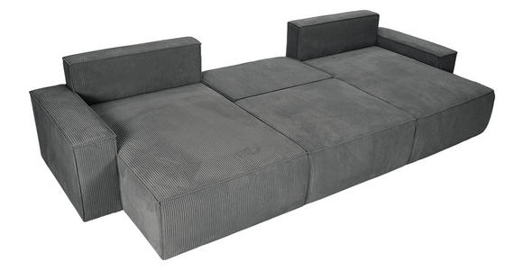 WOHNLANDSCHAFT  in Cord Dunkelgrau  - Dunkelgrau/Schwarz, KONVENTIONELL, Kunststoff/Textil (155/348/155cm) - Carryhome