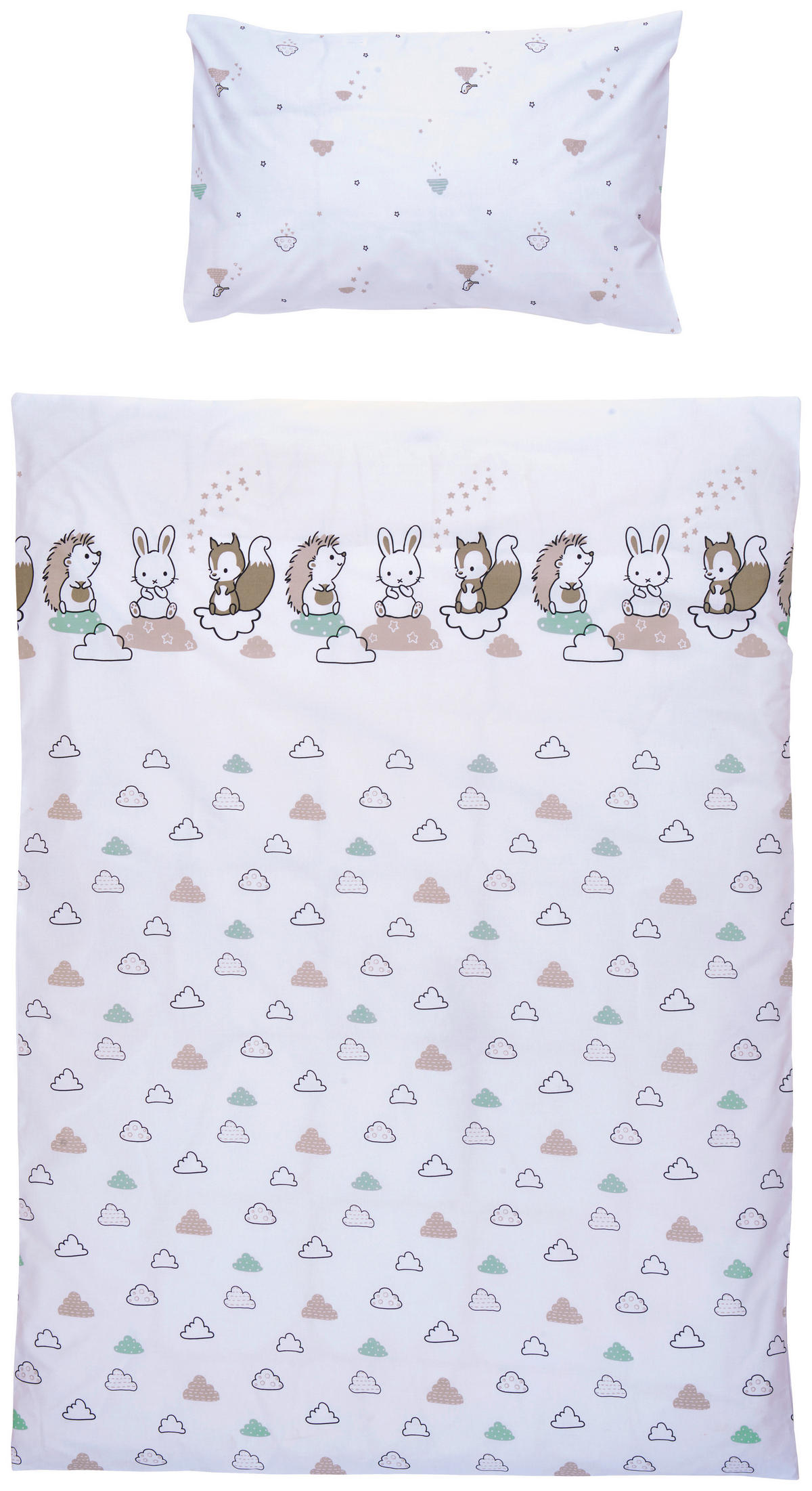 RÁCSOS KISÁGY SZETT 4 részes Modern Clouds  - fehér/szürke, Trend, textil (100/135cm) - Patinio