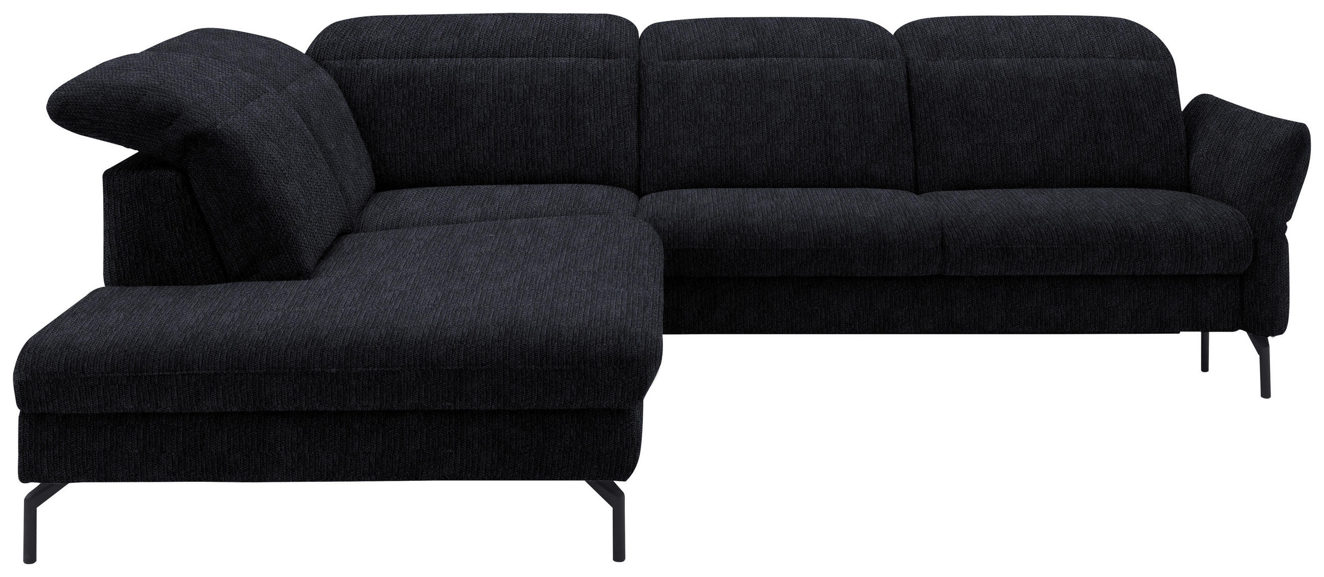 ECKSOFA in Flachgewebe Graphitfarben  - Schwarz/Graphitfarben, Design, Textil/Metall (233/299-313cm) - Dieter Knoll