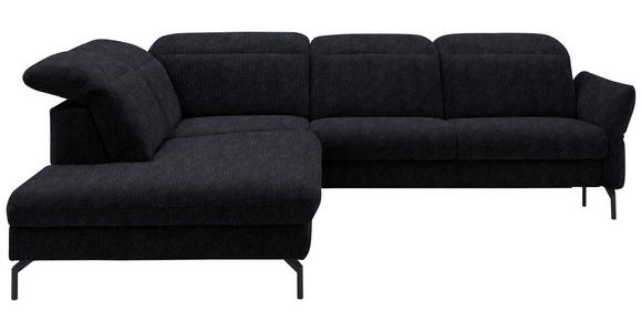 ECKSOFA  in Flachgewebe Graphitfarben  233/299-313 cm  - Schwarz/Graphitfarben, Design, Textil/Metall (233/299-313cm) - Dieter Knoll