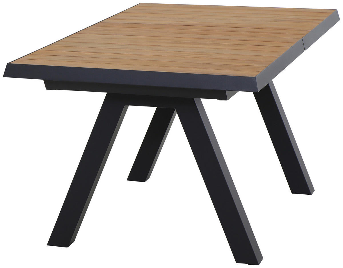 GARTENTISCH 160-200/90/77 cm Metall rechteckig  - Anthrazit/Teakfarben, Basics, Holz/Metall (160-200/90/77cm) - Siena Garden