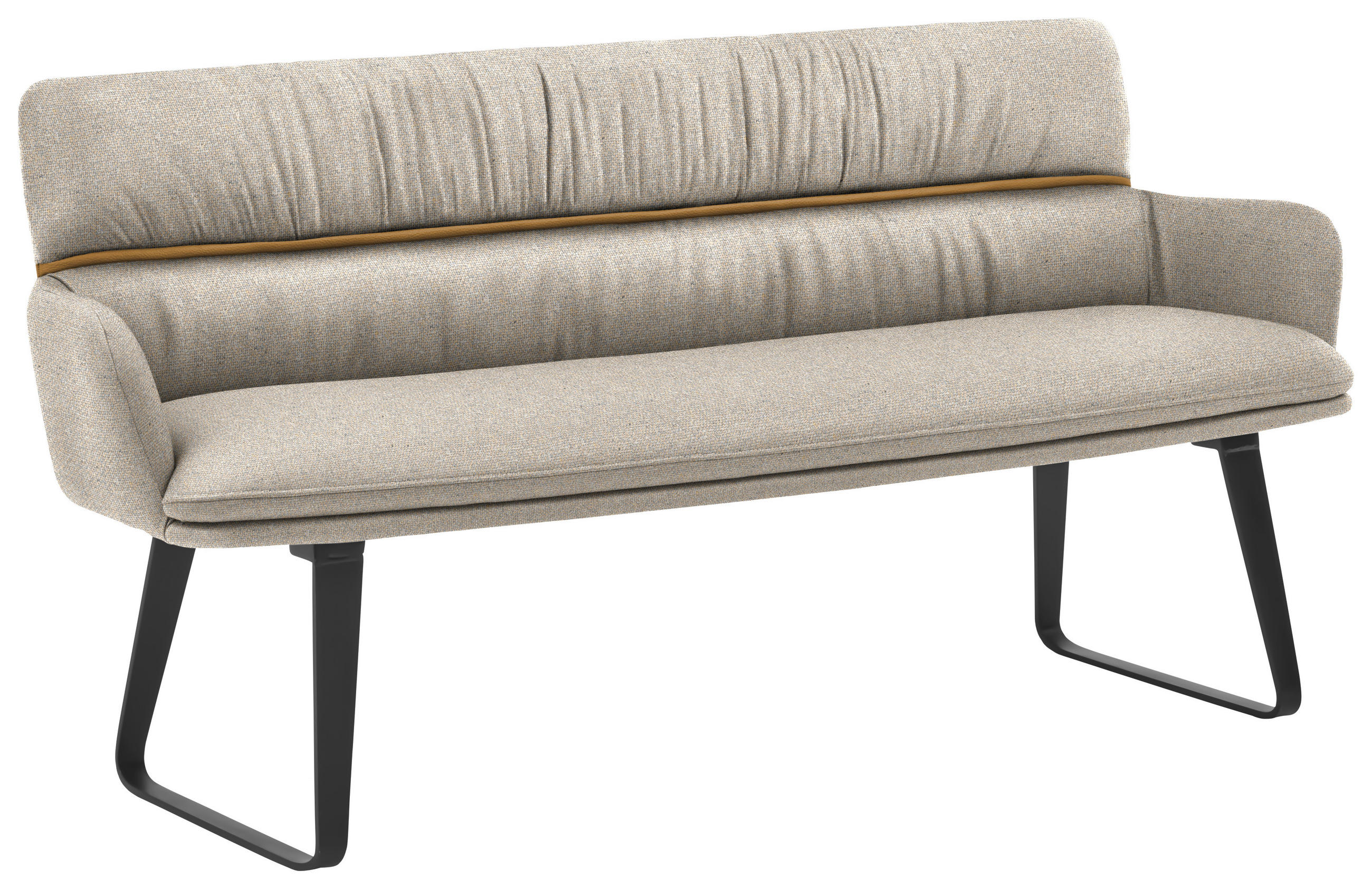SITZBANK 180/86/68 cm Mikrofaser Greige, Currygelb  - Currygelb/Greige, Design, Textil/Metall (180/86/68cm) - Valdera