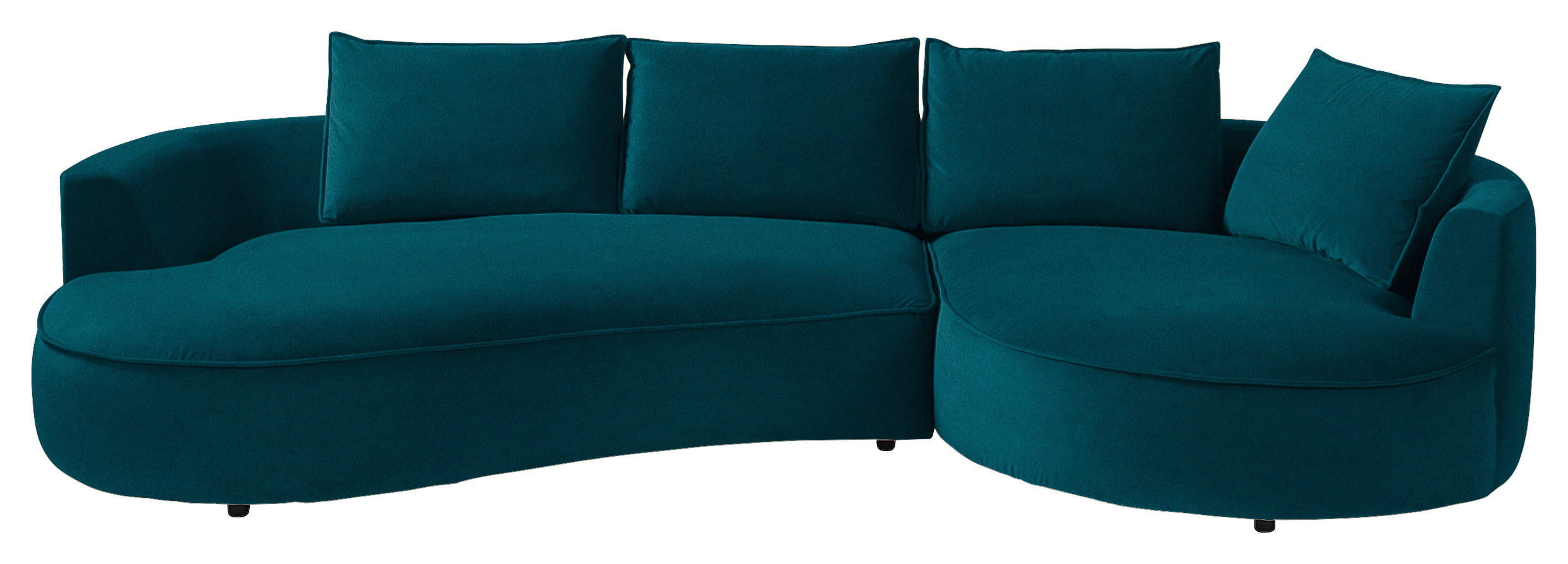 BIGSOFA Samt Petrol  - Petrol/Schwarz, Design, Kunststoff/Textil (322/66/154cm) - home24