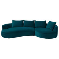 BIGSOFA Samt Petrol  - Petrol/Schwarz, Design, Kunststoff/Textil (322/66/154cm) - home24