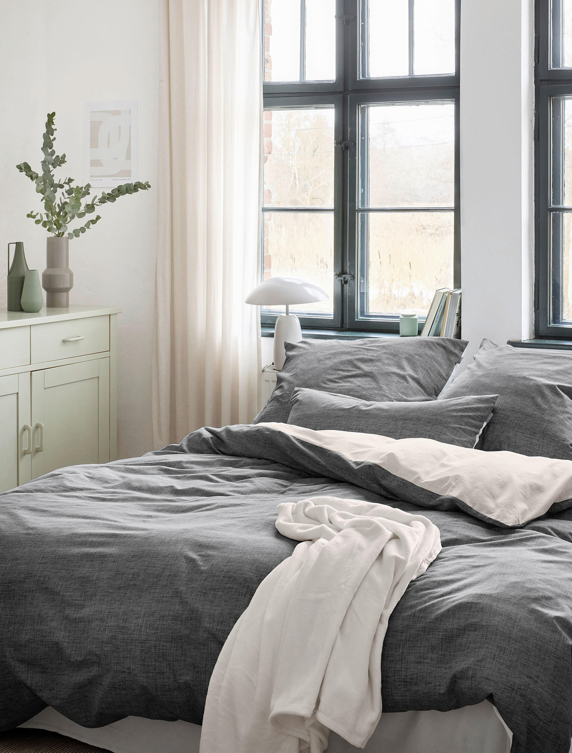 WENDEBETTWÄSCHE Makosatin 140/200 cm  - Grau, KONVENTIONELL, Textil (140/200cm) - Irisette