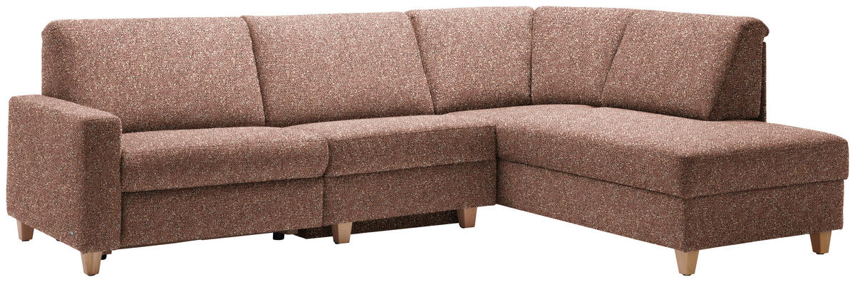 ECKSOFA  in Mikrovelours Terracotta  261/203 cm  - Eichefarben/Terracotta, KONVENTIONELL, Holz/Textil (261/203cm) - Sedda