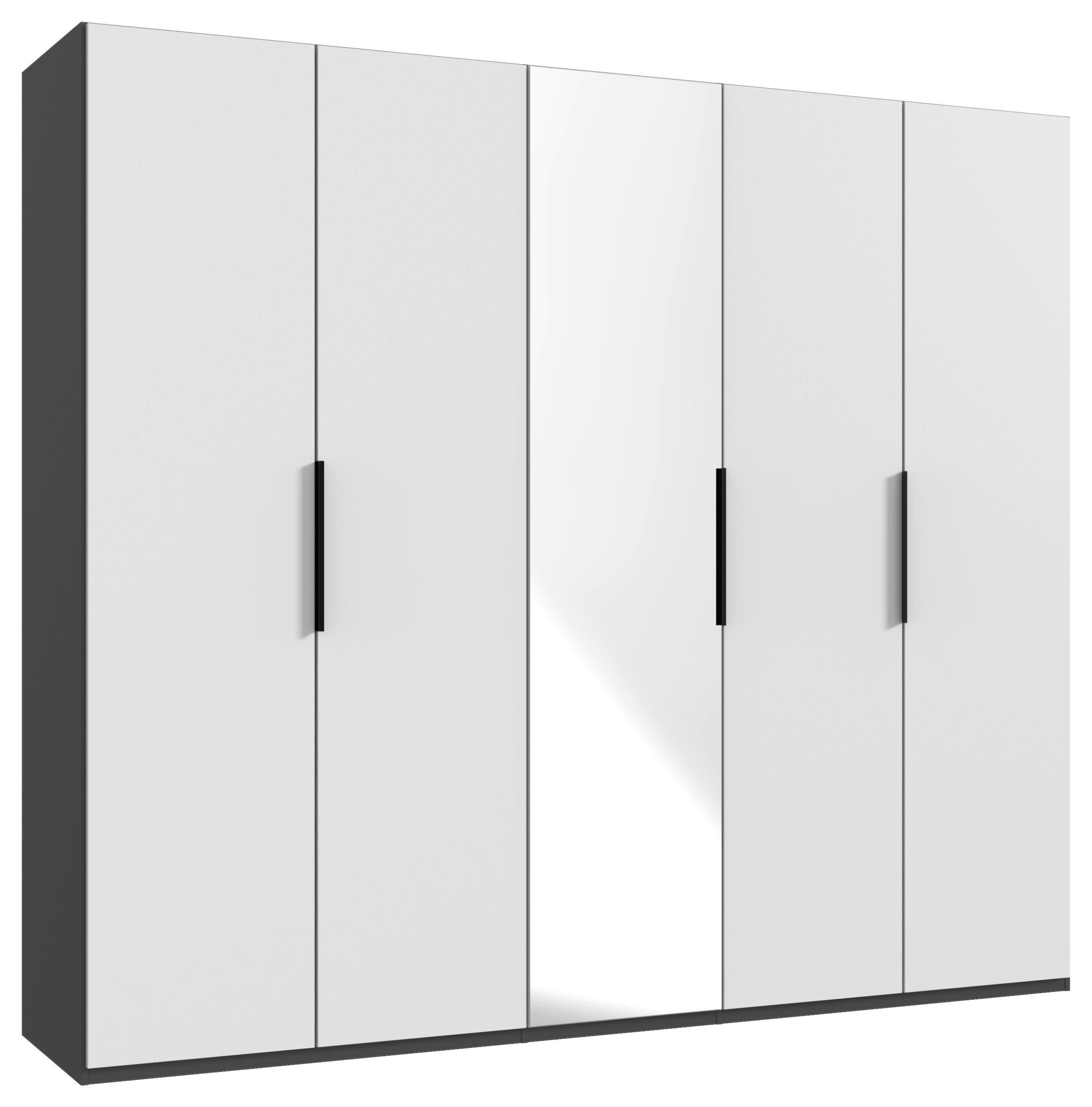 DREHTÜRENSCHRANK in Graphitfarben, Weiss  - Weiss/Schwarz, Konventionell, Holzwerkstoff/Metall (250/236/58cm) - Hom`in