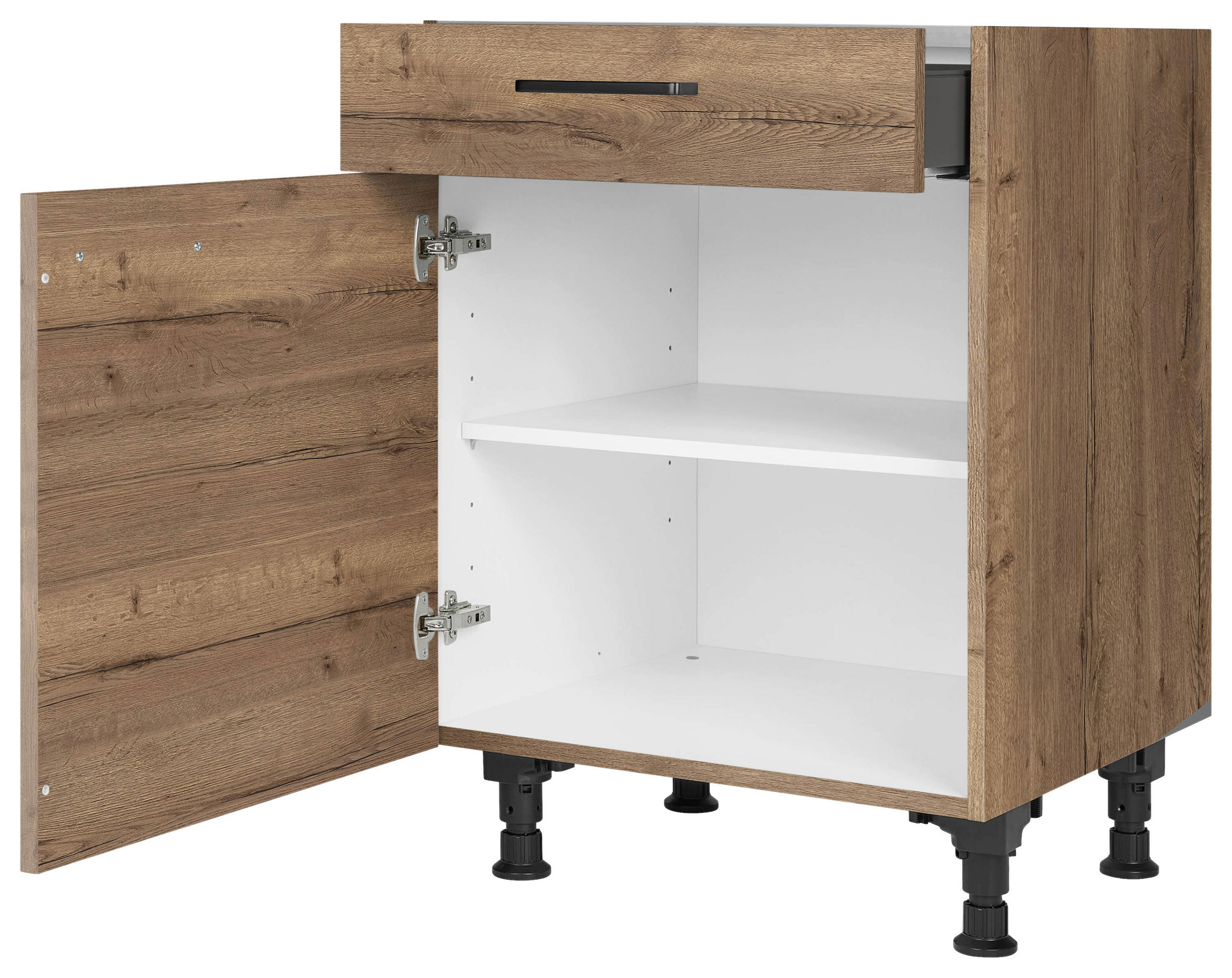 SCHUBKASTENUNTERSCHRANK 60/87/56 cm  in Eiche dunkel  - Eiche dunkel/Schwarz, MODERN, Holzwerkstoff/Metall (60/87/56cm) - Nobilia