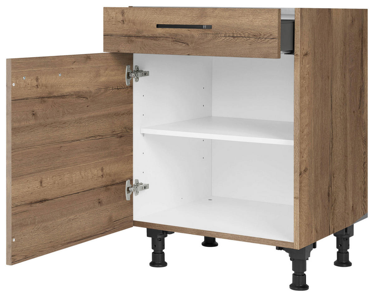 SCHUBKASTENUNTERSCHRANK 60/87/56 cm  in Eiche dunkel  - Eiche dunkel/Schwarz, MODERN, Holzwerkstoff/Metall (60/87/56cm) - Nobilia