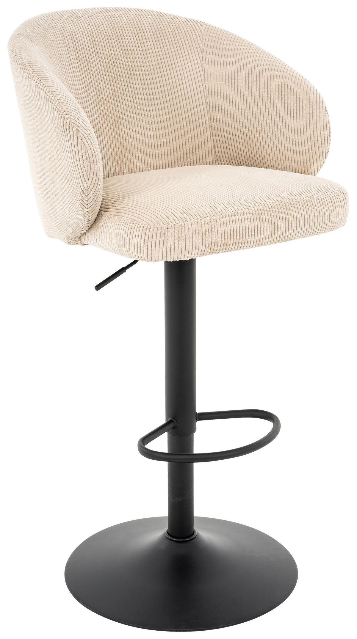 BARHOCKER in Metall, Textil Schwarz, Beige  - Beige/Schwarz, KONVENTIONELL, Textil/Metall (54/91-112/52cm) - MID.YOU
