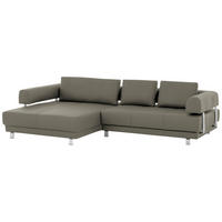 ECKSOFA in Echtleder Grau  - Grau, Design, Leder/Metall (188/307cm)