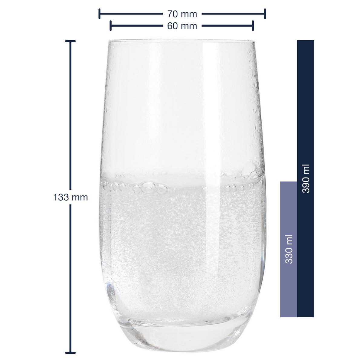 Becher-Set Tivoli  6-teilig  - Klar, Basics, Glas (7/13/7cm) - Leonardo