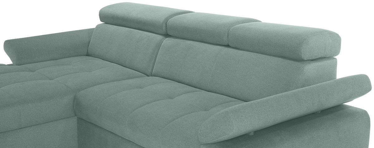 ECKSOFA in Velours Grün  183/292 cm  - Silberfarben/Grün, Design, Holz/Textil (183/292cm) - Livetastic