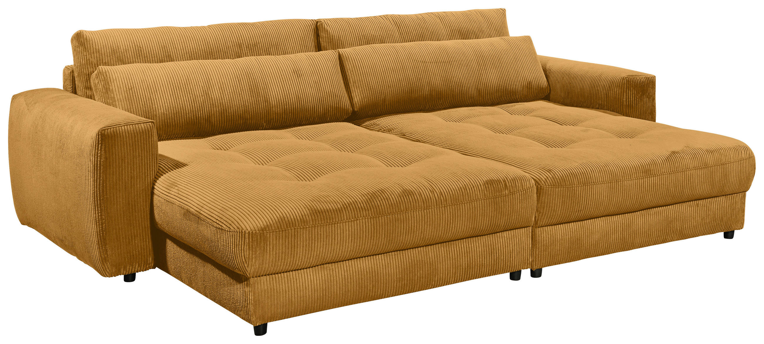 BIGSOFA in Cord Gelb  - Gelb/Schwarz, KONVENTIONELL, Holzwerkstoff/Kunststoff (292/90/194cm) - MID.YOU