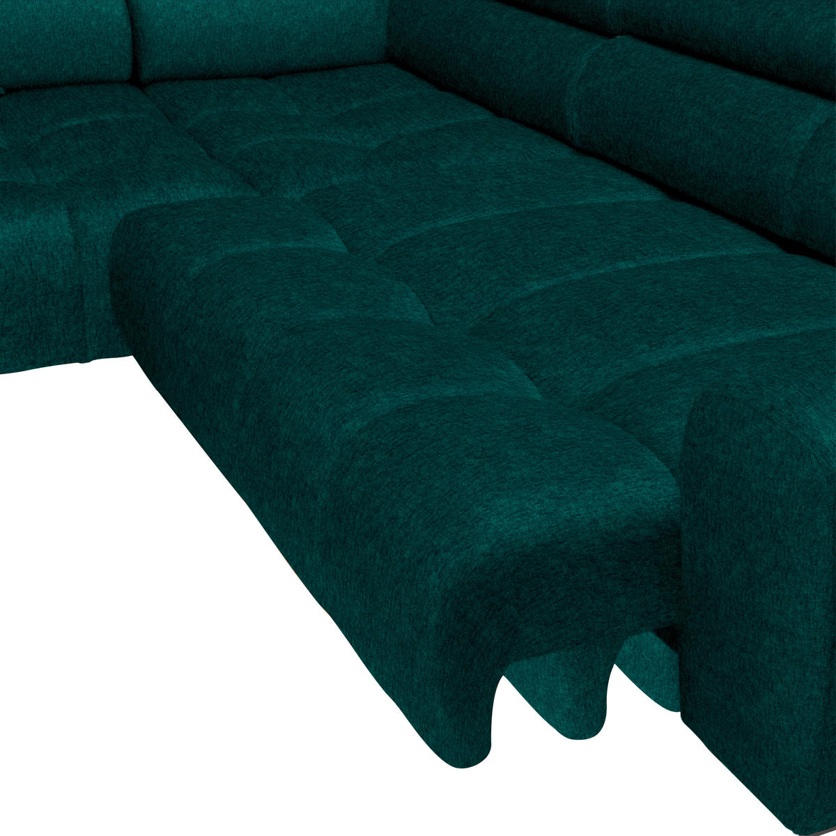 ECKSOFA in Samt, Webstoff Dunkelgrün  - Dunkelgrün/Schwarz, Design, Textil/Metall (177/270cm) - Welnova