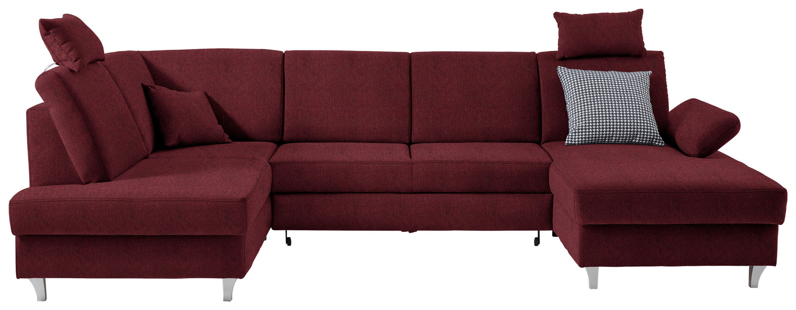 WOHNLANDSCHAFT  in Webstoff Rot  - Silberfarben/Rot, KONVENTIONELL, Holz/Textil (186/322/167cm) - Cantus