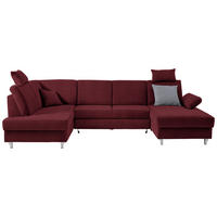 WOHNLANDSCHAFT in Webstoff Rot  - Silberfarben/Rot, Konventionell, Holz/Textil (186/322/167cm) - Cantus